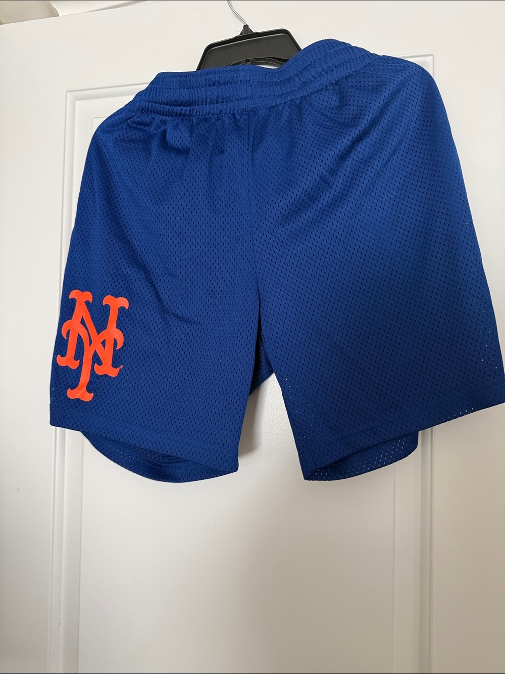 New Era Royal Blue Mesh Athletic Shorts with Orange Logo